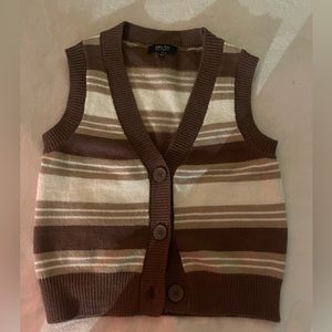 Knit Brown Cardigan Vest